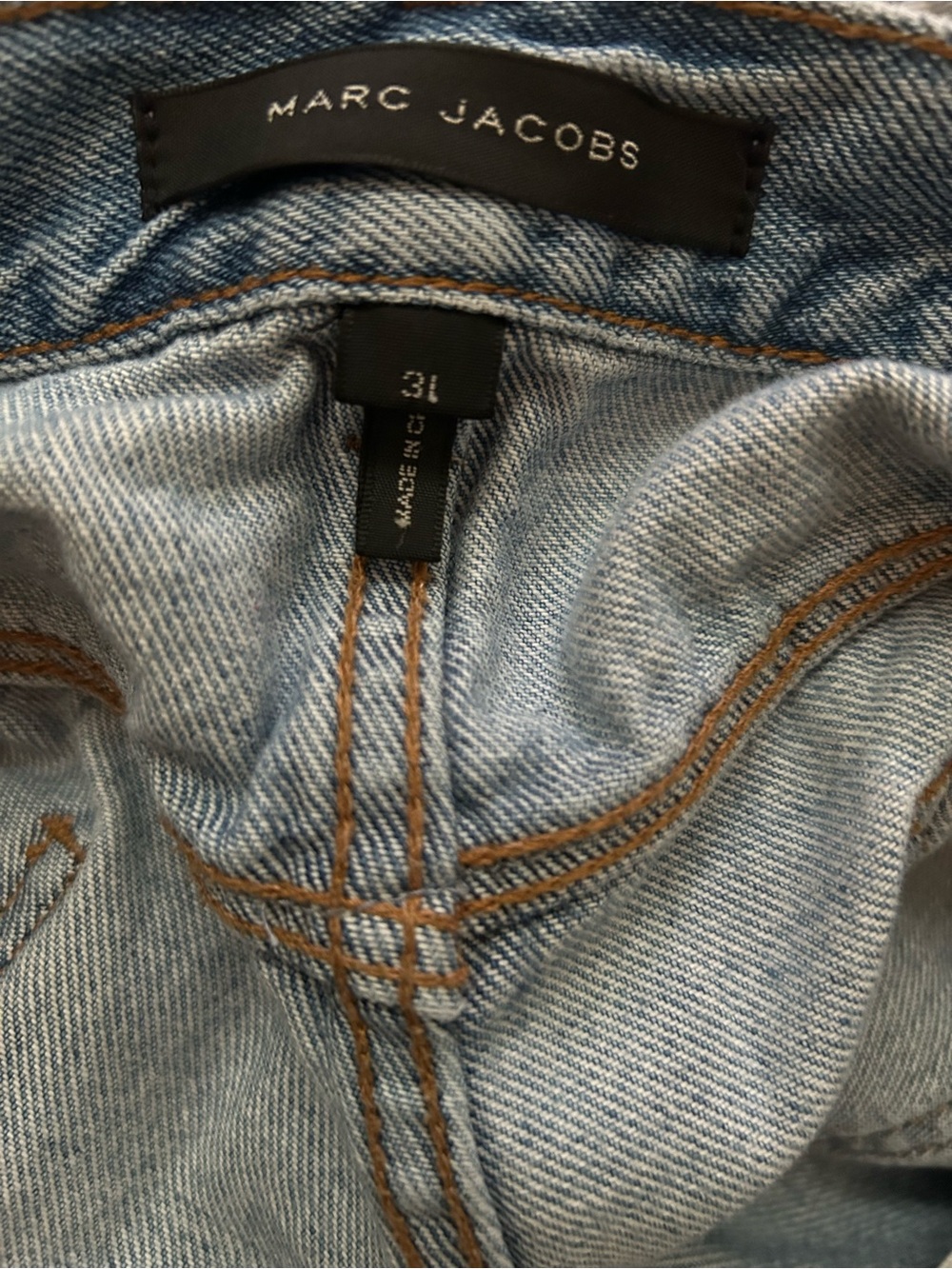 Marc Jacobs Light Blue Denim Jeans with Black Pom Pom Trim - Picture 6 of 6